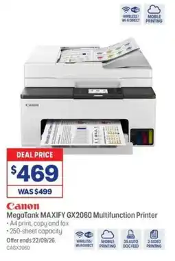 Officeworks Canon MegaTank MAXIFY GX2060 Multifunction Printer offer
