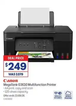 Officeworks Canon MegaTank G3630 Multifunction Printer offer