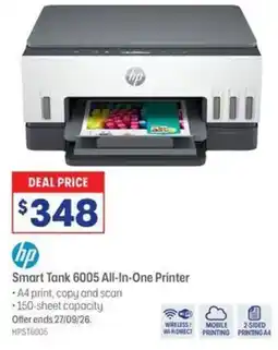 Officeworks hp Smart Tank 6005 All-In-One Printer offer