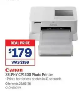 Officeworks Canon SELPHY CP1500 Photo Printer offer