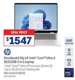 Officeworks hp Omnibook5 Flip 14" Intel® Core™ Ultra 5 16/512GB 2-in-1 Laptop offer