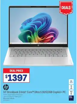 Officeworks hp 14" Omnibook 3 Intel® Core™ Ultra 5 16/512GB Copilot+ PC offer