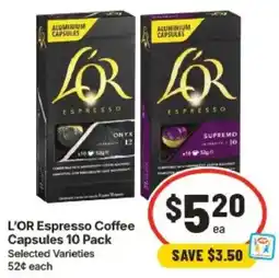 IGA L'OR Espresso Coffee Capsules Selected Varieties offer