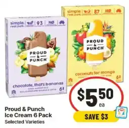IGA Proud & Punch Ice Cream 6 Pack Selected Varieties offer