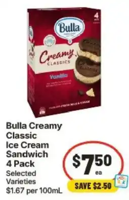 IGA Bulla Creamy Classic Ice Cream Sandwich offer