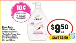 IGA Dove Body Wash 1 Litre offer