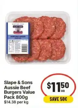IGA Slope & Sons Aussie Beef Burgers Value offer