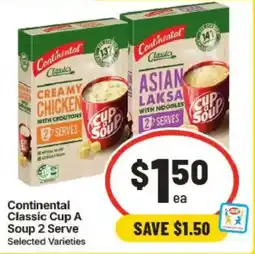 IGA Continental Classic Cup A Soup 2 Serve Selected Varieties offer