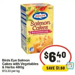 IGA Birds Eye Salmon Cakes with Vegetables & Herbs offer