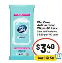 IGA Wet Ones Antibacterial Wipes offer