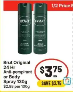 IGA Brut Original 24 Hr Anti-perspirant or Body Spray offer