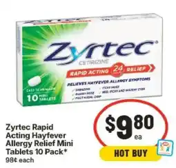 IGA Zyrtec Rapid Acting Hayfever Allergy Relief Mini Tablets offer