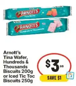 IGA Arnott's Tina Wafer, Hundreds & Thousands Biscuits offer