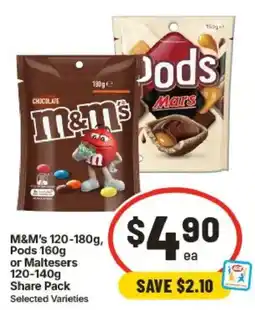 IGA M&M's Pods or Maltesers Share Pack offer