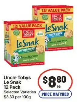 IGA Uncle Tobys Le Snak 12 Pack Selected Varieties offer