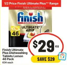 IGA Finish Ultimate Plus Dishwashing Tablets Lemon offer