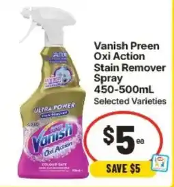 IGA Vanish Preen Oxi Action Stain Remover Spray offer