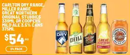IGA Carlton Dry Range, Miller Range, Great Northern Original Stubbies or Coopers Mild Ale 3.5% Cans offer