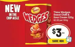 IGA Thins Wedges Sweet Chilli & Sour Cream offer