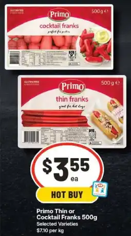 IGA Primo Thin or Cocktail Franks offer