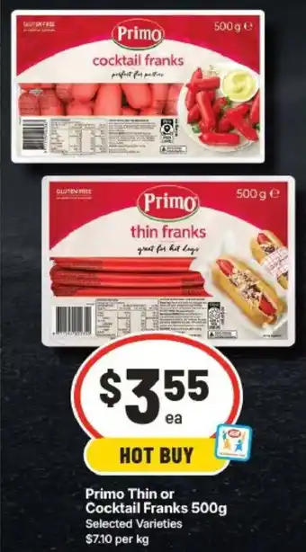 IGA Primo Thin or Cocktail Franks offer