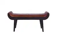 LivingStyles Mianges Vintage Leather & Timber Curved Bench, 125cm offer