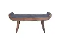 LivingStyles Mianges Linen Fabric & Timber Curved Bench, 125cm offer