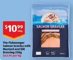 ALDI The Fishmonger Salmon Gravlax with Mustard and Dill Dressing offer