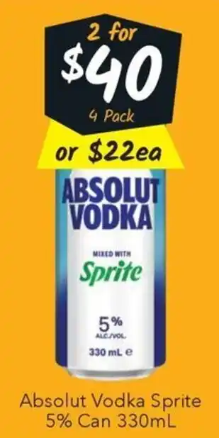 Ritchies Absolut Vodka Sprite offer