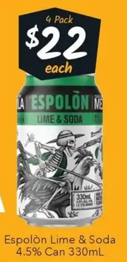 Ritchies Espolòn Lime & Soda offer