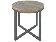 LivingStyles Byrne Mango Wood & Metal Round Side Table offer