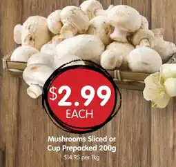 Spudshed Mushrooms Sliced or Cup Prepacked offer