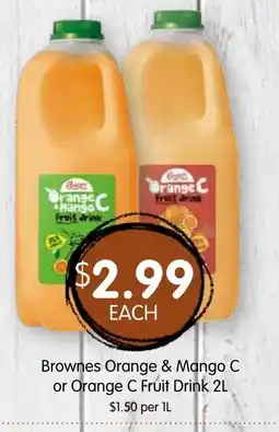 Spudshed Brownes Orange & Mango C or Orange C Fruit Drink offer
