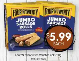 Spudshed Four 'N Twenty Jumbo Sausage Rolls offer