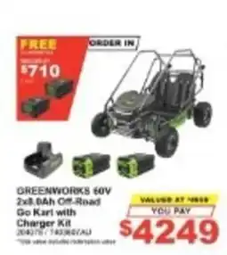 Total Tools Greenworks 60V 2x8.0Ah Off-Road Go Kart with Charger Kit offer