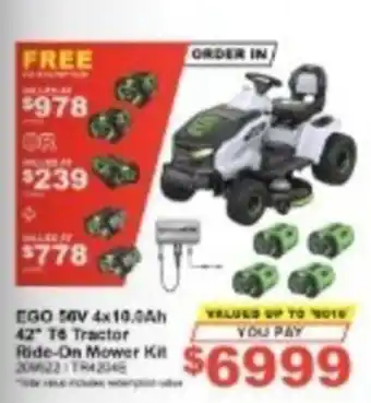 Ego 56V 4x10.0Ah 42" T6 Tractor Ride-On Mower Kit