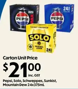 Campbells Wholesale Pepsi, Solo, Schweppes, Sunkist, Mountain Dew offer