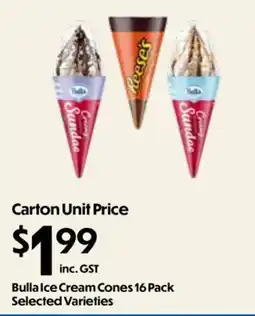 Campbells Wholesale Bulla Ice Cream Cones Selected Varieties offer