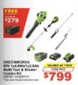 Total Tools Greenworks 80V 1x4.0Ah/1x2.0Ah Multi-Tool & Blower Combo Kit offer