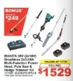 Total Tools Makita 36V (2x18V) Brushless 2x5.0Ah Multi-Function Power Head, Pole Saw & Hedge Trimmer Kit offer