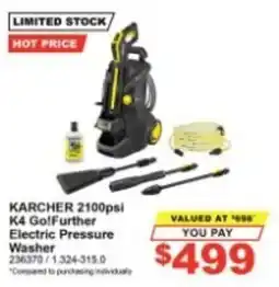 Total Tools Karcher 2100psi K4 Go!Further Electric Pressure Washer offer