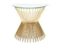LivingStyles Kolora Glass Topped Metal Semi Round Console Table, 87cm offer