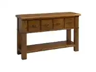 LivingStyles Heritage Pine Timber Hall Table, 136cm, Blackwood offer