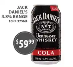 Star Liquor Jack Daniel's Tennessee Whiskey Cola offer