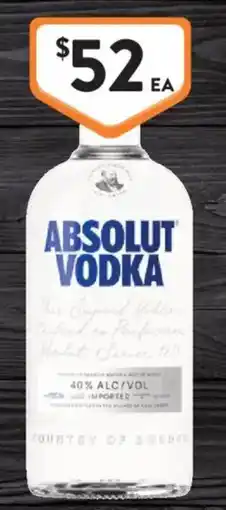 Foodworks Absolut Vodka offer