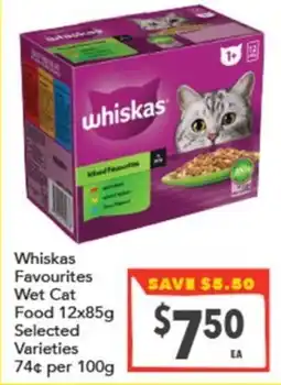 Supa Valu Whiskas Favourites Wet Cat Food Selected Varieties offer