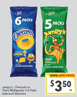 Supa Valu Jumpy's, Cheezels or Thins Multipacks offer