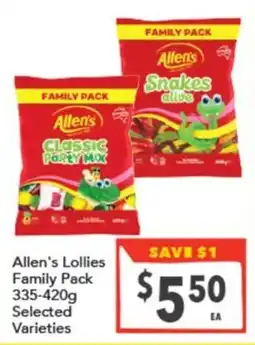 Supa Valu Allen's Lollies Family Pack Selected Varieties offer