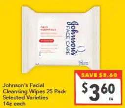 Supa Valu Johnson's Facial Cleansing Wipes offer