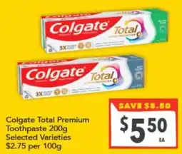 Supa Valu Colgate Total Premium Toothpaste offer
